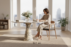 Doğal Mermer Calacatta Viola Yemek Masası Sİ17