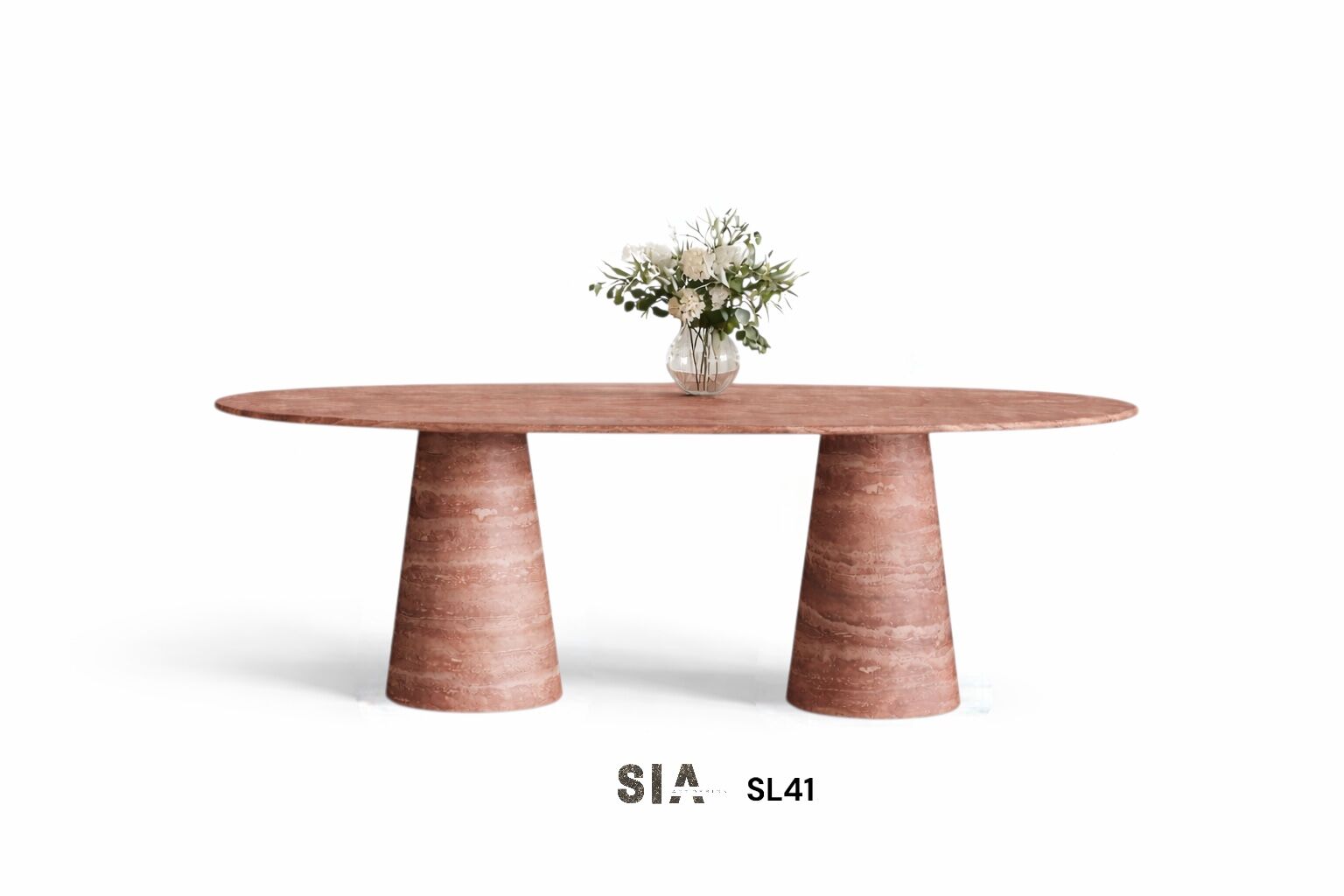 Doğal Pink Traverten Mermer Yemek Masası SL41