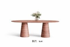 Doğal Pink Traverten Mermer Yemek Masası SL41