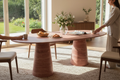 Doğal Pink Traverten Mermer Yemek Masası SL41