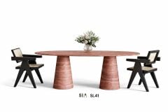 Doğal Pink Traverten Mermer Yemek Masası SL41