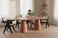 Doğal Pink Traverten Mermer Yemek Masası SL41