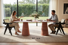 Doğal Pink Traverten Mermer Yemek Masası SL41