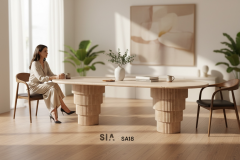 Doğal Traverten Mermer Yemek Masası SA18