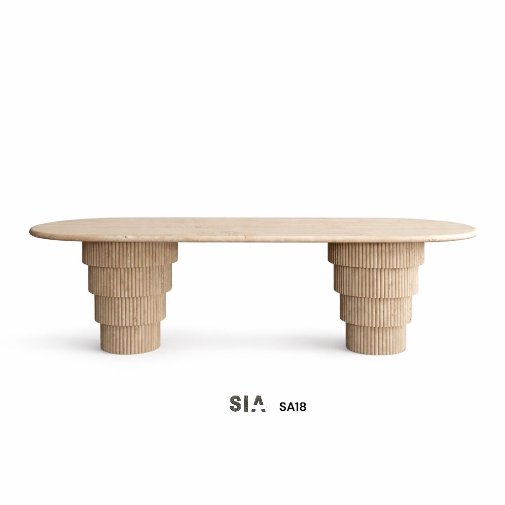 Doğal Traverten Mermer Yemek Masası SA18