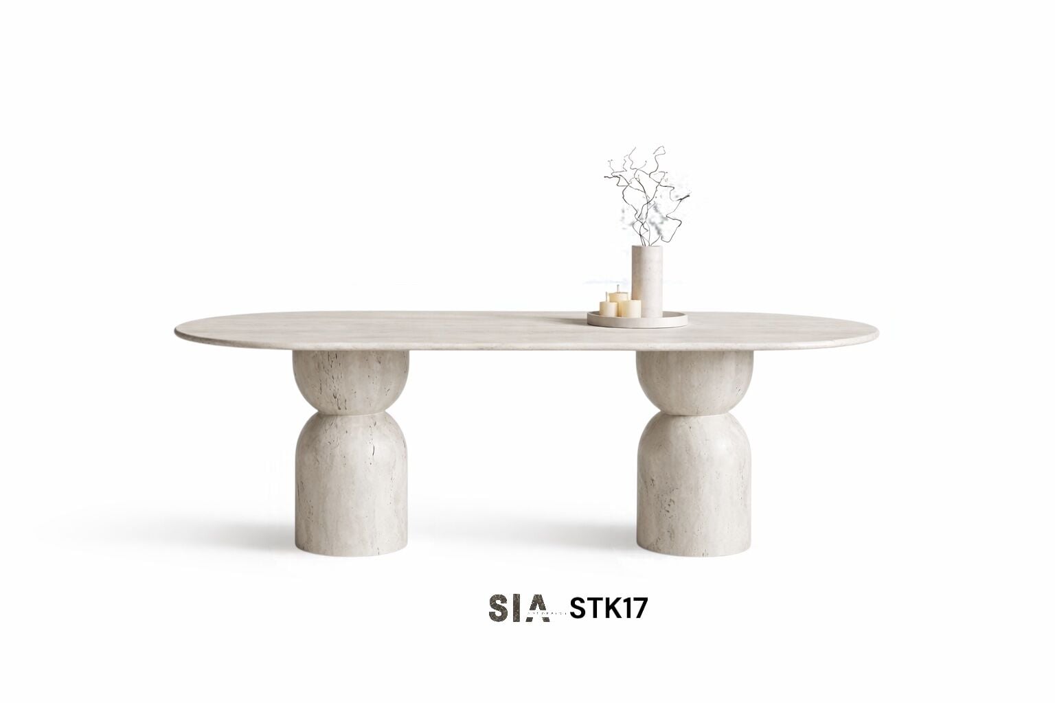 Doğal Traverten Mermer Yemek Masası STK17