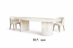 Doğal Mermer White Onyx Yemek Masası SX01