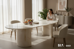 Doğal Mermer White Onyx Yemek Masası SX01