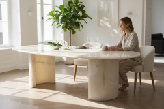 Doğal Mermer White Onyx Yemek Masası SX01