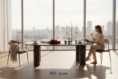 Doğal Mermer Alexander Black Yemek Masası SALX01