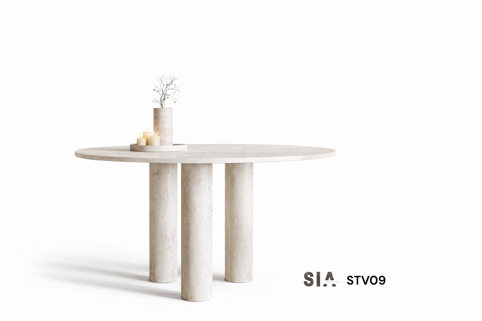 Doğal Traverten Mermer Yemek Masası STV09