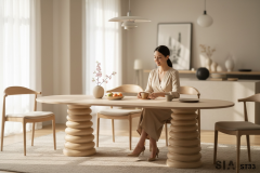 Doğal Traverten Mermer Yemek Masası ST33