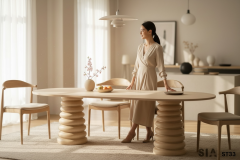 Doğal Traverten Mermer Yemek Masası ST33