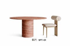 Doğal Pink Traverten Yemek Masası SPT-01