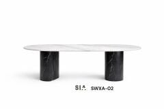 Doğal Mermer Alexander Black White Marble Yemek Masası SWXA-02