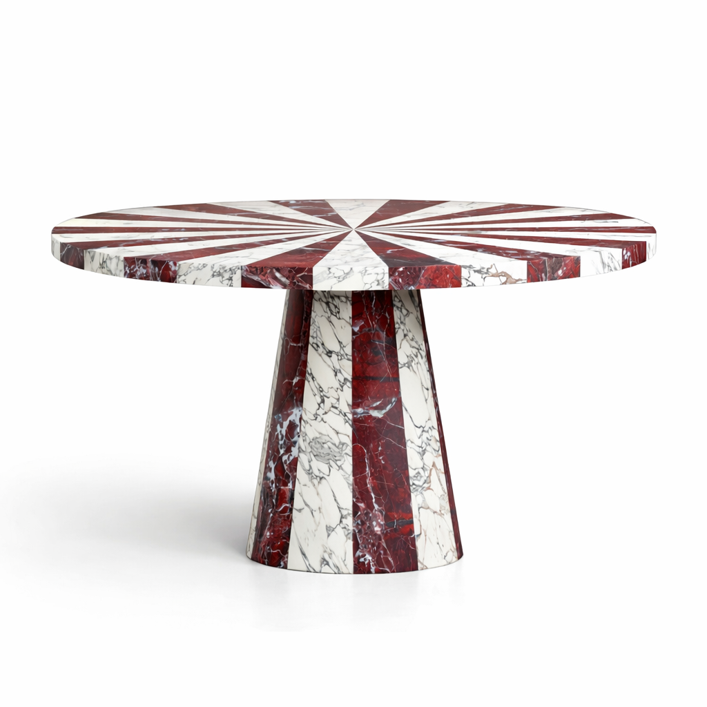 Doğal Mermer Rosso Levante-Calacatta Yemek Masası SRW-01