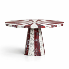 Doğal Mermer Rosso Levante-Calacatta Yemek Masası SRW-01