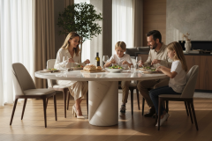 Doğal White Mermer Yemek Masası SW-17