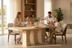 Doğal Traverten Mermer Yemek Masası ST-02