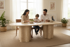 Doğal Traverten Mermer Yemek Masası ST-04