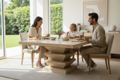 Doğal Traverten Mermer Yemek Masası ST-06