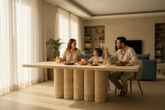 Doğal Traverten Mermer Yemek Masası ST-06