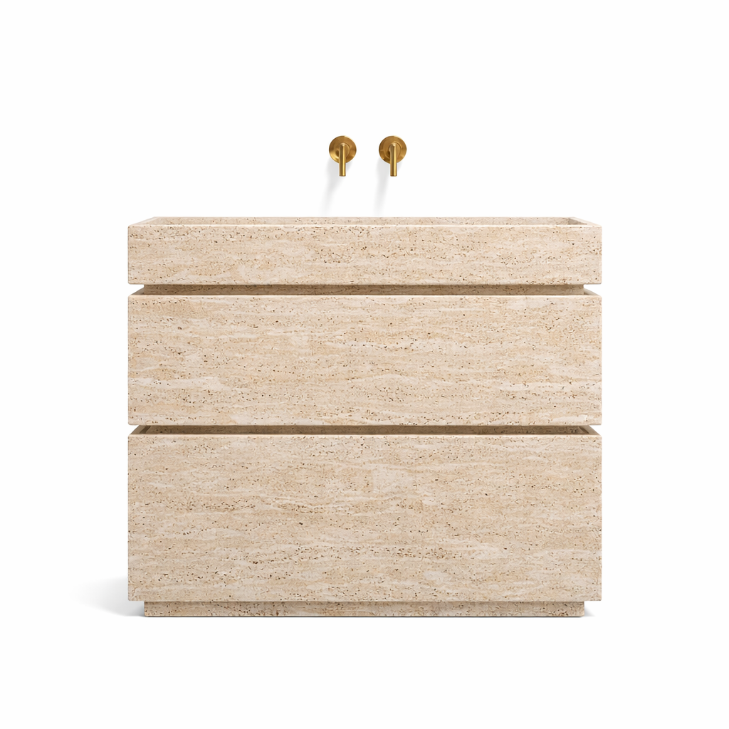 Doğal Mermer Traverten Lavabo Ünitesi SLT-04