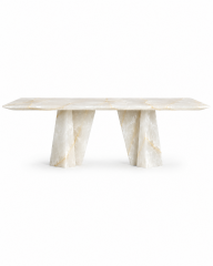 Doğal Mermer White Onyx Yemek Masası - WS1
